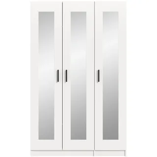 Inn.Furn Kleiderschrank in weiß 120 x 194 cm skandinavisch, Drehtürenschrank 3-türig mit Spiegel , Weiß , Holzwerkstoff , Nachbildung , 5 Fächer , 120x194x56 cm , Schlafzimmer, Kleiderschränke