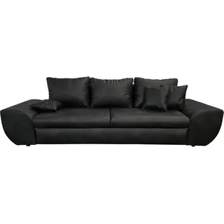luma-home Big-Sofa Leder 3-Sitzer Schwarz