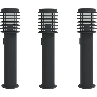 vidaXL Wegeleuchten mit Steckdose 3 Stk. Schwarz 60 cm Edelstahl - Schwarz