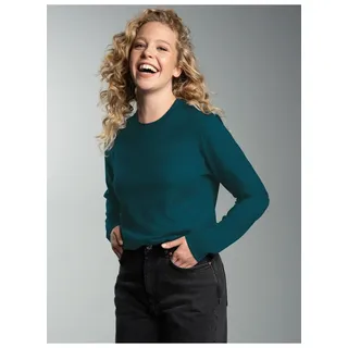 T-Shirt TRIGEMA "TRIGEMA Langarmshirt aus 100% Baumwolle", Damen, Gr. S, saphir, Single Jersey, 100% Baumwolle, Basic, lang, Rundhals, Shirts T-Shirt
