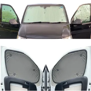 Thermo-Jalousien Kombatibel Mit Mercedes Vito (2014-Date)(Komplettset MWB + Heckklappe + öffnendes 1/4-Fenster hinten) Rückseite einfärben Khakigrün, Reversibel und Thermisch