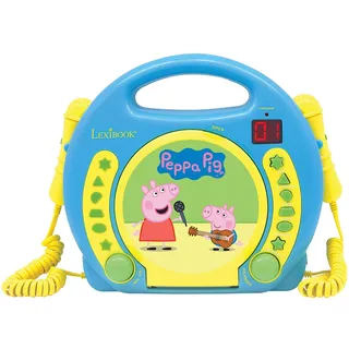 Lexibook Peppa Wutz Schorsch CD-Player mit 2 Spielzeug-Mikrophonen, Kopfhöreranschluss, Batteriebetrieben, Blau, RCDK100PP