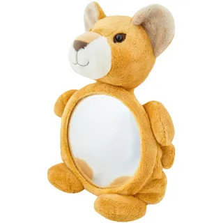 Sterntaler Kinderspiegel Löwe Leo, Baby-Spielzeug für Auto, Kinderbett oder Laufstall, weicher Stoff, großer Rücksitz-Spiegel, 40×26×14 cm, mattgelb