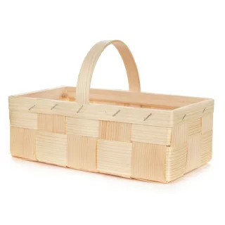 Holzkorb Osterdekoration Spankorb mit Henkel eckig, natur 22x14x7cm NEU DEKOKORB