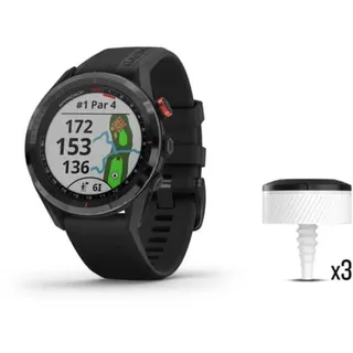 Garmin Approach S62 BT 47 mm Kunststoffgehäuse schwarz Silikonarmband schwarz M