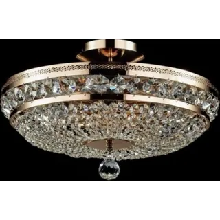 Casa Padrino Barock Kristall Decken Kronleuchter Gold 43,5 x H 26 cm Antik Stil - Möbel Lüster Leuchter Deckenleuchte Deckenlampe