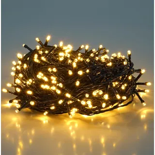 Spetebo Lichterkette 80 LED warm weiß mit Timer für Innen und Außen | Weihnachtsbaum Lichterkette 6 m Länge mit Netzstecker Kabelfarbe grün - Weihnachten Advent Garten Deko Baum Beleuchtung