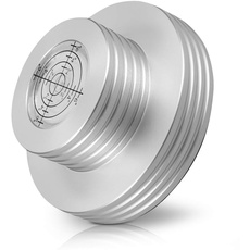 kwmobile Plattenspieler Stabilisator mit Wasserwaage - für Spindeldurchmesser bis zu 7mm - Metall Plattengewicht für Vinyl Platten in Silber