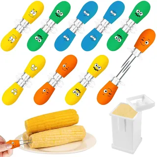 AUGSUN Maiskolbenhalter, 18 Stück/9 Paar mit Butterstreuer, Grillgabelspieße für Zuhause, Kochen, Partys, Camping