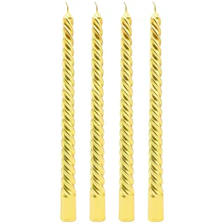 HENGBIRD 4 Stück Spiralkerzen Gold, 2 cm X 20 cm Goldene Kerzen Aesthetic Stabkerzen, Lange Kerzen Gold Tafelkerzen, Stabkerze für Partys, Verabredungen, Hochzeiten