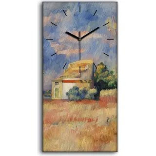 Wohnzimmer-Bild Leinwand Uhr 30x60 Gemälde Landhaus Haus Himmel Wolken Kunst - schwarze Hände