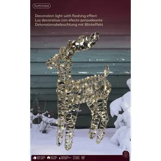 Kaeming Lumineo LED Rentier 100 LED 37x66 cm Gold warm weiß, batteriebetrieben - Gold