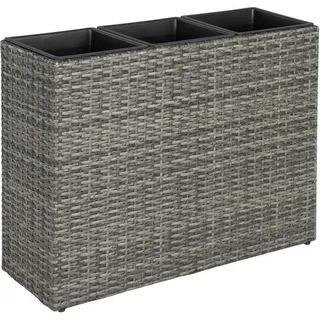 Hochbeet Polyrattan Blumenkübel Pflanzkübel Rattan Blumentopf Set Anthrazit-Grau - Grau