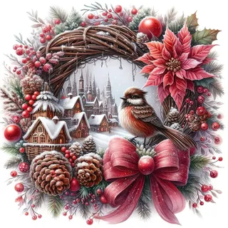 RICUVED 5D Diamond Painting Weihnachten Kranz Diamant Painting Bilder Christmas Diamond Art Erwachsene Full DIY Diamant Kunst Malerei Stickerei Set Kreuzstich 30x30cm