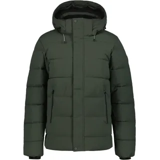Steppjacke ICEPEAK "BIXBY", Herren, Gr. 58, grün (dunkel grün), Softshell, Obermaterial: 100% Polyester, straight fit hüftlang, abgerundeter Saum, Jacken Steppjacke, mit im Kragen verstaubarer und zweifach regulierbarer Kapuze