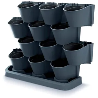 Vertikale Macetero Prosperplast Cascade Garden aus Kunststoff in Anthrazitfarbe 68,5 (Länge) x 19 (Breite) x 54,6 (hoch) cm