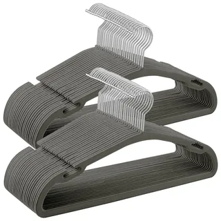 SONGMICS Kleiderbügel Samt, Bügel 50er Set, 43 x 21 cm, Samtbügel rutschfest, breite Schulterkerben, Stange für Hosen, 360° drehbarer Haken, platzsparend, für Garderobe, grau CRF039G02