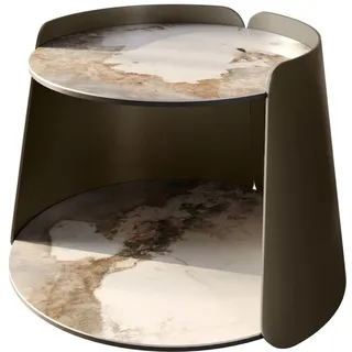 DeLife Couchtisch Daban Weiß/Beige Metall 59 x 43 x 59 cm