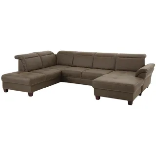 Home affaire Wohnlandschaft »Solvei U-Form« Sitztiefenverstellung und Federkern, wahlweise Kopfteilverstellung, grün