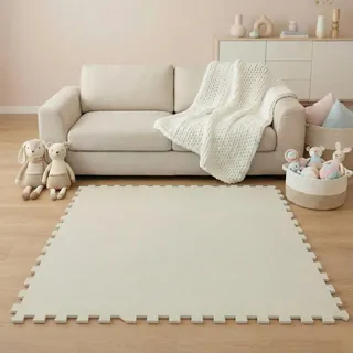 Littletom Spielmatte ab Null - 90/90/1 cm Puzzlematte Beige , Kunststoff , Rechteckig , 30x30 cm , Teppiche und Böden, Teppiche, Kinderteppiche