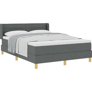 vidaXL Boxspringbett mit Matratze Dunkelgrau 200 x 140 cm Stoff - Grau