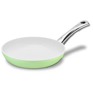 Berndes 079619 Alu Color Bratpfanne, 28 cm, keramikversiegelt, innen weiß, außen frühlingsgrün
