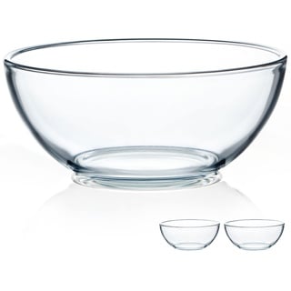 NUTRIUPS Glasschüssel Glas Rührschüsseln Set Glas Salatschüsseln 20,3 cm, 1.6 L, Glas, 2 Stück