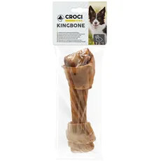 Croci King Bone – geknotete Hühnerknochen, Belohnungs-Kausnack für Hunde aus natürlichem Rindsleder, Zahnstäbchen zur Zahnreinigung, 20 cm – 110 g