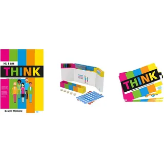 PLAYROOM THINK FLIP Starter Set 3-teilig – DIY Design Thinking Starter Kit auf Deutsch mit Papierblock, GECKO Workshop Set & Moderationskarten – englischsprachig