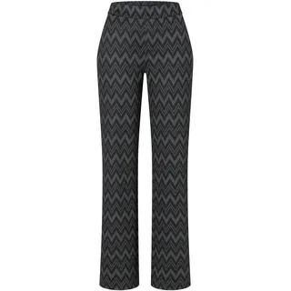 Bootcuthose MAC "CHIARA", Damen, Gr. 42, Länge 32, grau (light ash grau zig zag), Flanell, Obermaterial: 70% Polyester, 25% Viskose, 5% Elasthan, bootcut fit lang, Hosen Bootcuthose, Bootcut-Form in figurbetonter Form