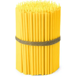 NKlaus - 250x Stabkerzen gelb Tropf- Rußfrei dünn L 16cm Opferkerzen Paraffinwachs 36258
