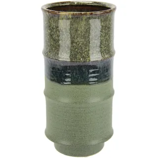 Blumenvase aus Keramik geriffelt Zylinderform grün grau braun matt glänzend Keramikvase Vase Dekoration Dekovase für Blumen Pampasgras Trockenblumen Zweige Kunstblumen Tischdeko