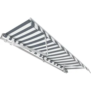 Toboli Gelenkarmmarkise 3x2,5m Anthrazit/Weiß Sonnenmarkise für Wandmontage Markise mit UV-Schutz - Schwarz