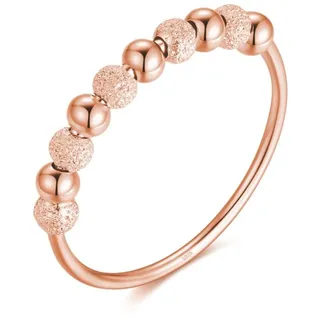 Anti-Stress Ring aus 925 Sterlingsilber mit drehbaren Glitzer-Kugeln, Dekompression Entspannungs-Helfer mit Perlen zum Drehen für Frauen und Damen, Angstring Beruhigend & Therapeutisch (Rosegold, 52)