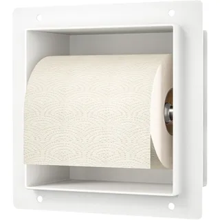 Bernkot Unterputz Toilettenpapierhalter Edelstahl, WC Toilettenpapierhalter für das Badezimmer Halterung, 14.5×14.5×8.7cm, Klopapierhalter für die Renovierung und den Ausbau des Badezimmers,Weiß