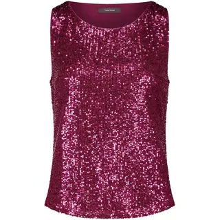 Blusentop VERA MONT "Pailletten-Top ohne Arm", Damen, Gr. 46, lila (sweet berry), Obermaterial: 93% Polyester PES. 7% Elasthan EL., Blusen Blusentop
