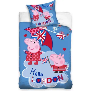 Peppa Pig Bettbezug Hello London 140 x 200 cm Baumwolle - Blau