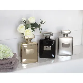 Gilde Vase Flacon "Milano" Keramik silberfarben 47247