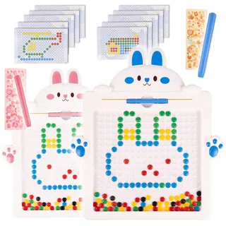 MalPlay Magnettafel Bunny Jigsaw Puzzle 116El. pädagogisches Mosaikperlen Zaubertaffel Kinder ab 3 Jahren, weiss