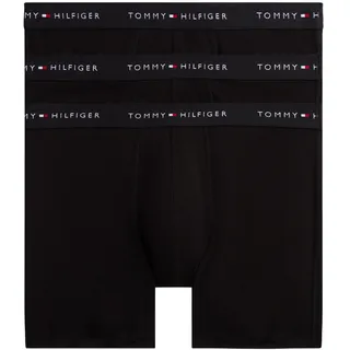 Tommy Hilfiger Herren 3er Pack Boxershorts Briefs mit Logobund, Schwarz (Black/Black/Black), L