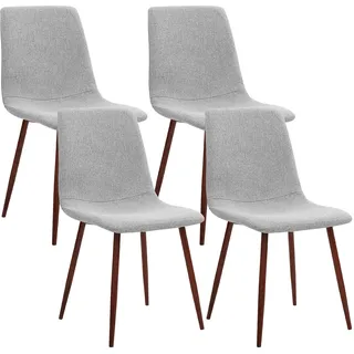 CangLong 4er-Set Esszimmerstühle, Retro-Polsterstühle für Küche und Esszimmer, Esszimmerstuhl aus modernem Gewebe mit Metallbeinen, Grau