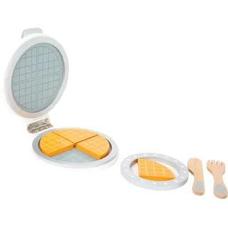 Small Foot Company small foot Waffeleisen aus Holz, zum Aufklappen mit vier Waffelstücken, Zubehör für Kinderküchen, ab 3 Jahren, 10592, 9.6 x 7.1 x 2.4