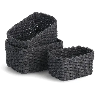 Zeller Aufbewahrungskorb-Set Papiergeflecht 24 x 18 x 13 cm 3-teilig Schwarz