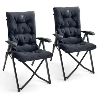 EVER ADVANCED Campingstuhl Faltbar Rückenverstellbar in 4 Positionen 150 KG Belastbarkeit Klappstuhl Luxus 6cm Dicke Gepolstert Gartenstuhl Hohe Lehne Angelstuhl für Camp Garten Balkon Alu+Stahl