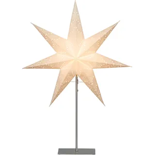 Star Trading Fensterstern mit Beleuchtung | Weihnachtsdeko Fenster Beleuchtet| Weihnachtsdeko Innen | Papierstern beleuchtet | Weihnachtslampe| Weihnachtsstern beleuchtet stehend | Standleuchte Stern Weihnachten - Weiß, Beige