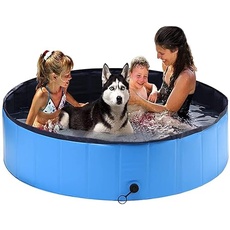 Hundepool für Haustiere und Kinder,(160 x 30cm) Faltbares Hundeschwimmbad PVC rutschfeste Badewanne Stabile Kinder Haustier Hund Planschbecken für Garten Patio Badezimmer