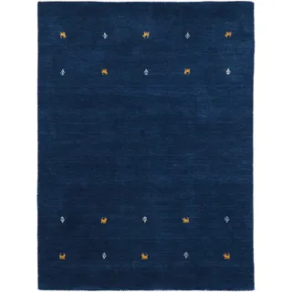 Wollteppich CARPETFINE "Gabbeh Uni, auch als Läufer und Rund erhältlich", blau, B:120cm H:15mm L:170cm, Wolle, Teppiche, Wollteppich, reine Wolle, handgewebt, Gabbeh Loom Tiermotiv, große Farbauswahl