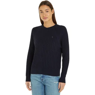 Tommy Hilfiger Damen Pullover Zopfmuster, Blau (Desert Sky), XXS