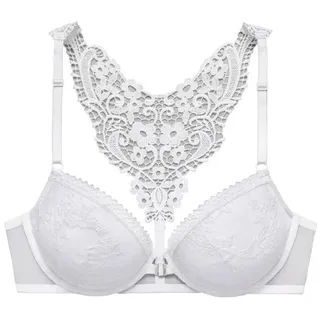 LASCANA LASCANA, Push-up-BH mit hübschem Stickereimotiv im Rücken, sexy Dessous, weiß,