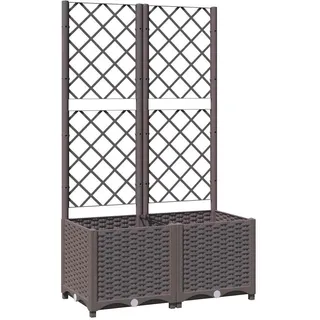 vidaXL Pflanzkübel Mit Rankgitter Braun 80/40/136 Cm Pp , Kunststoff , Rechteckig , 80x136x40 cm , Gartenzubehör, Hochbeete